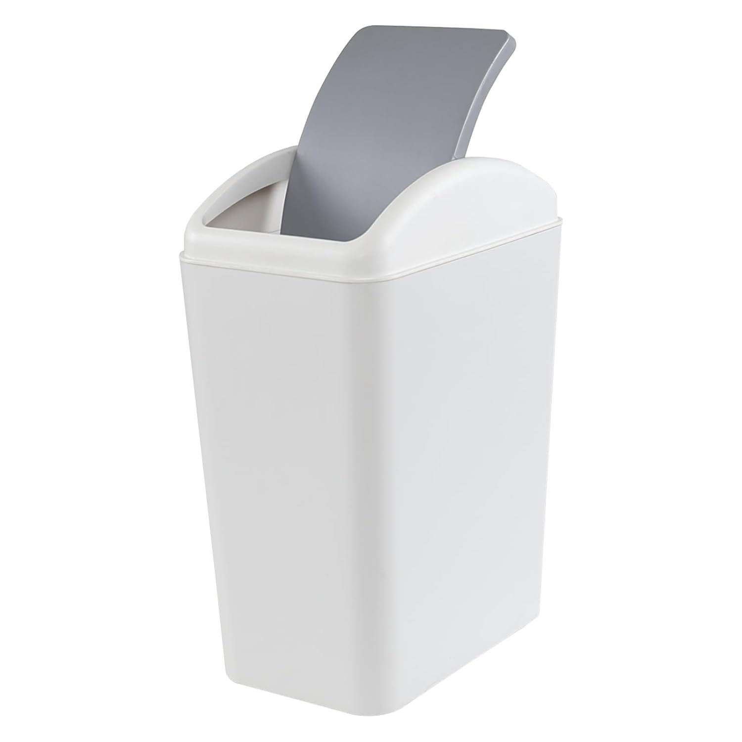 4.5 Gallon Swing Top Trash Can, Plastic Garbage Can with Lid (Gray) | Plastic Material, Swing Lid Design, Plastic Waste Bin, Ideal for Bathroom, Bedroom, Office and Dorm