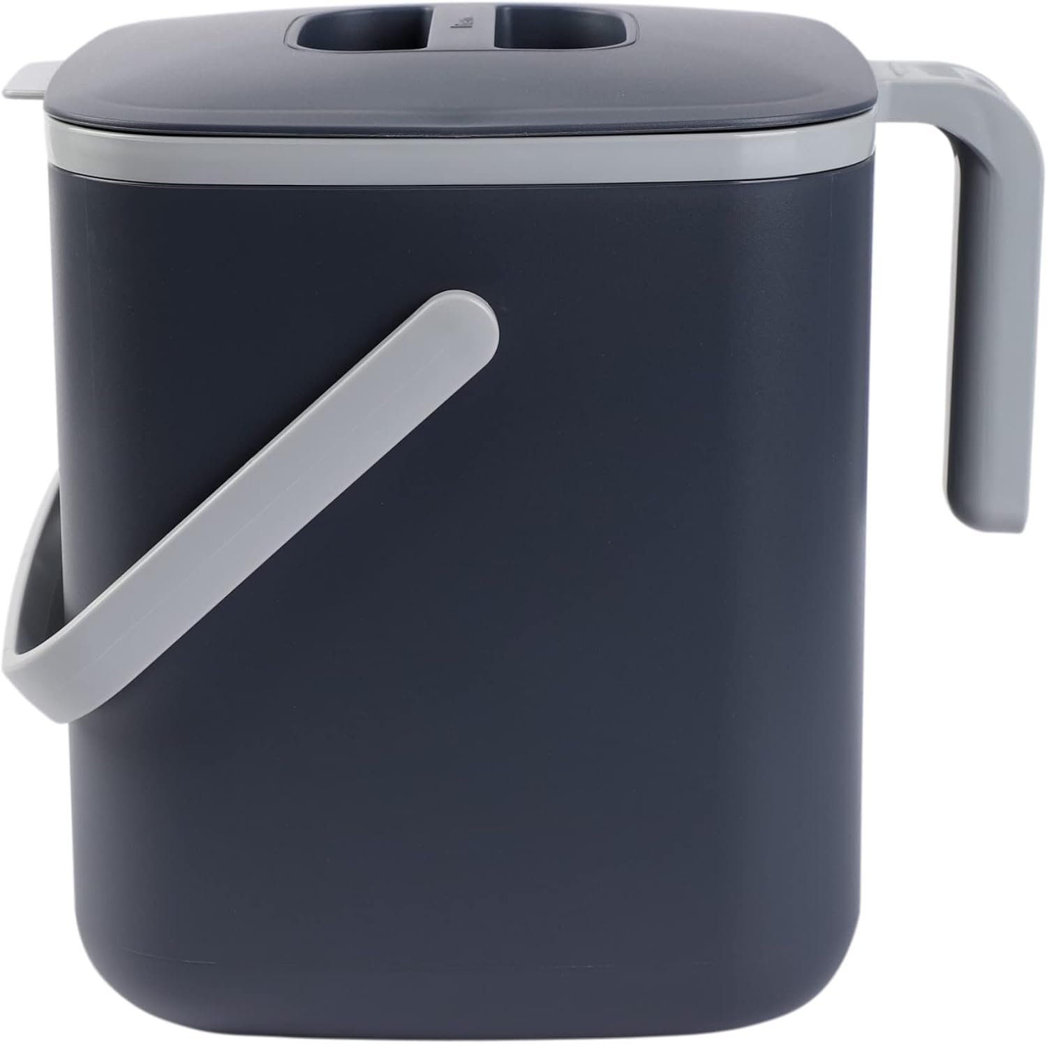 Blue Ginkgo Kitchen Compost Bin, 5L Countertop Compost Bin, Dark Grey | Odor-Tight. Filter-Free. Dishwasher Safe.