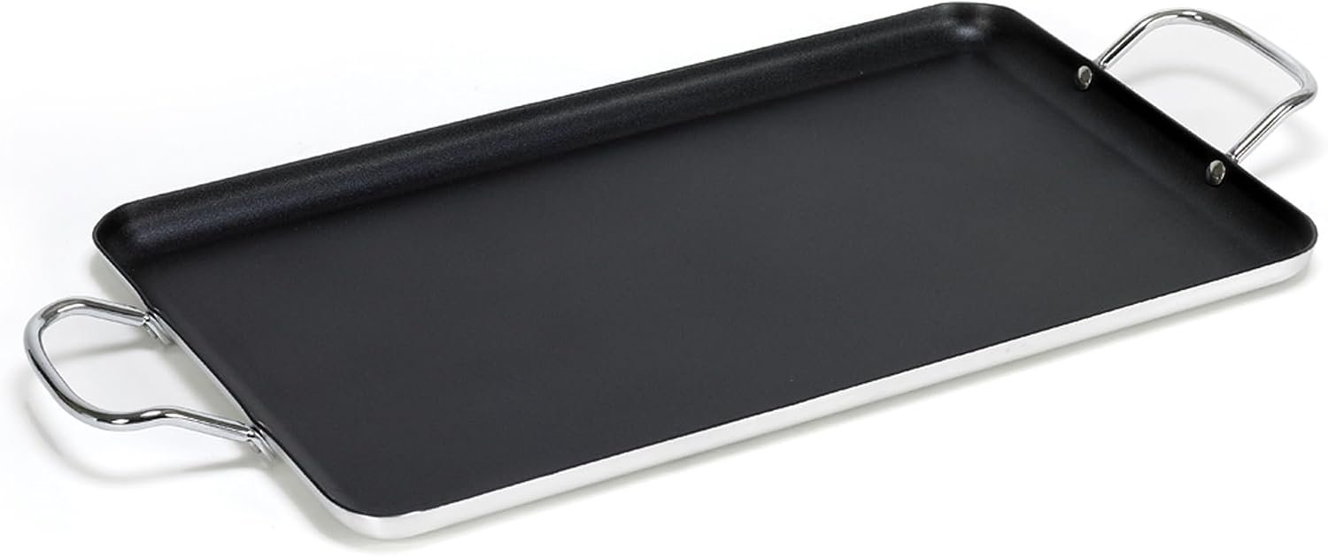 Imusa Double Burner Griddle Non-Stick 20-Inch, Black | Nonstick Coated Surface, Dual Side Handles, Ideal for Breakfast Foods, Perfect for Gatherings