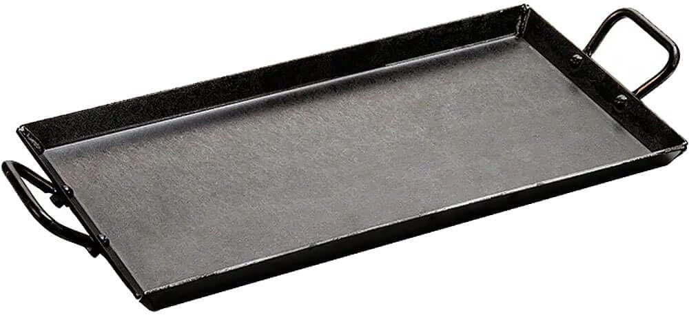 Lodge Seasoned Carbon Steel Griddle – Lightweight Dual Handle Flat Top Cooking Pan for Stovetop, Oven, Grill & Family Size Meals – 18 Inches x 10 Inches