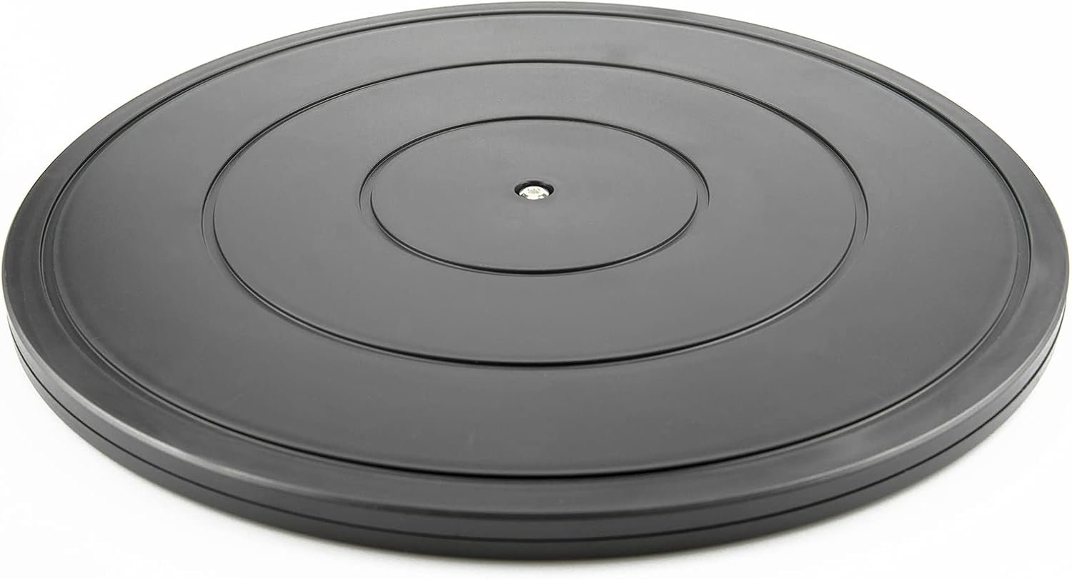 16Inch Lazy Susan Turntable – Heavy Duty Rotating Swivel Steel Ball Bearings – Flat Base Stand for TV/Computer/Monitor/Arts/Crafts/Bonsai/Christmas Tree/Cabinet Organizer(Plastic&Black)