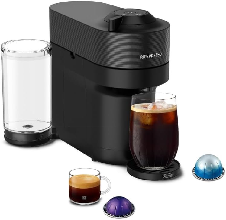 Nespresso Vertuo Pop+ Coffee Machine & Samra Origins Pods by De’Longhi | Liquorice black machine by De’Longhi with The Weeknd’s Togetherness Blend: 20 light roast double espresso pods, 2.7 fl. oz.