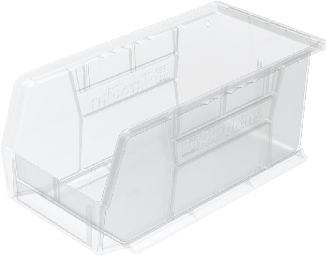 Akro-Mils 30230 AkroBins Plastic Storage Bins, 11″x5″x5″, Clear, 12-Pack | Space-Saving Stackable Bins for Garage, Pantry, Craft Organization