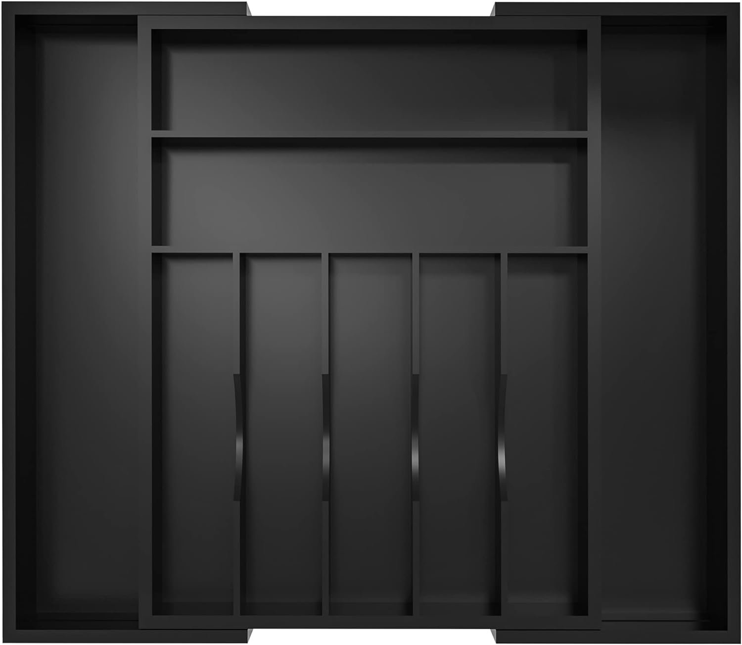 Utensil Organizer Silverware Drawer Organizer – Bamboo Expandable Cutlery Tray with Dividers for Utensil Holder Office Storage Makeup Desk Drawer Tool Organization W13.5″-19.5″ x L17.5″ x H2.5″(Black) | Expandable