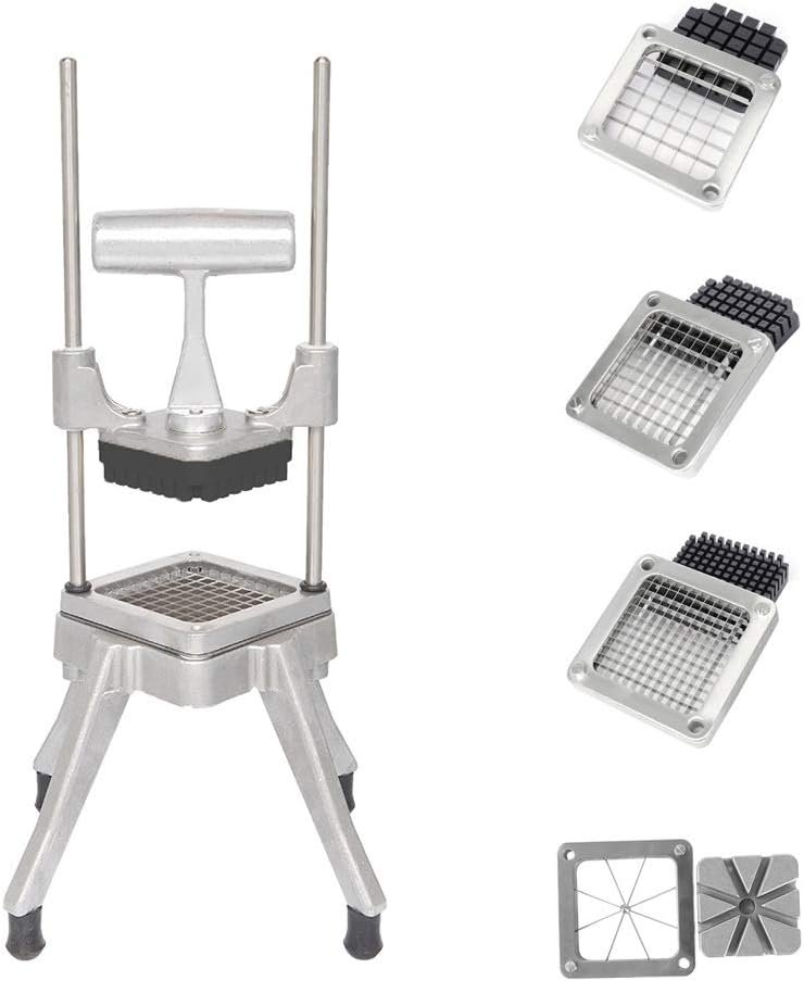 ROVSUN Commercial Vegetable Chopper French Fry Cutter with 4 Sizes Blades, Potato Dicer Slicer Fruit Chopper Stainless Steel for Restaurant, Home & Kitchen, 1/2″, 3/8″, 1/4″ & 8-Wedge Blades