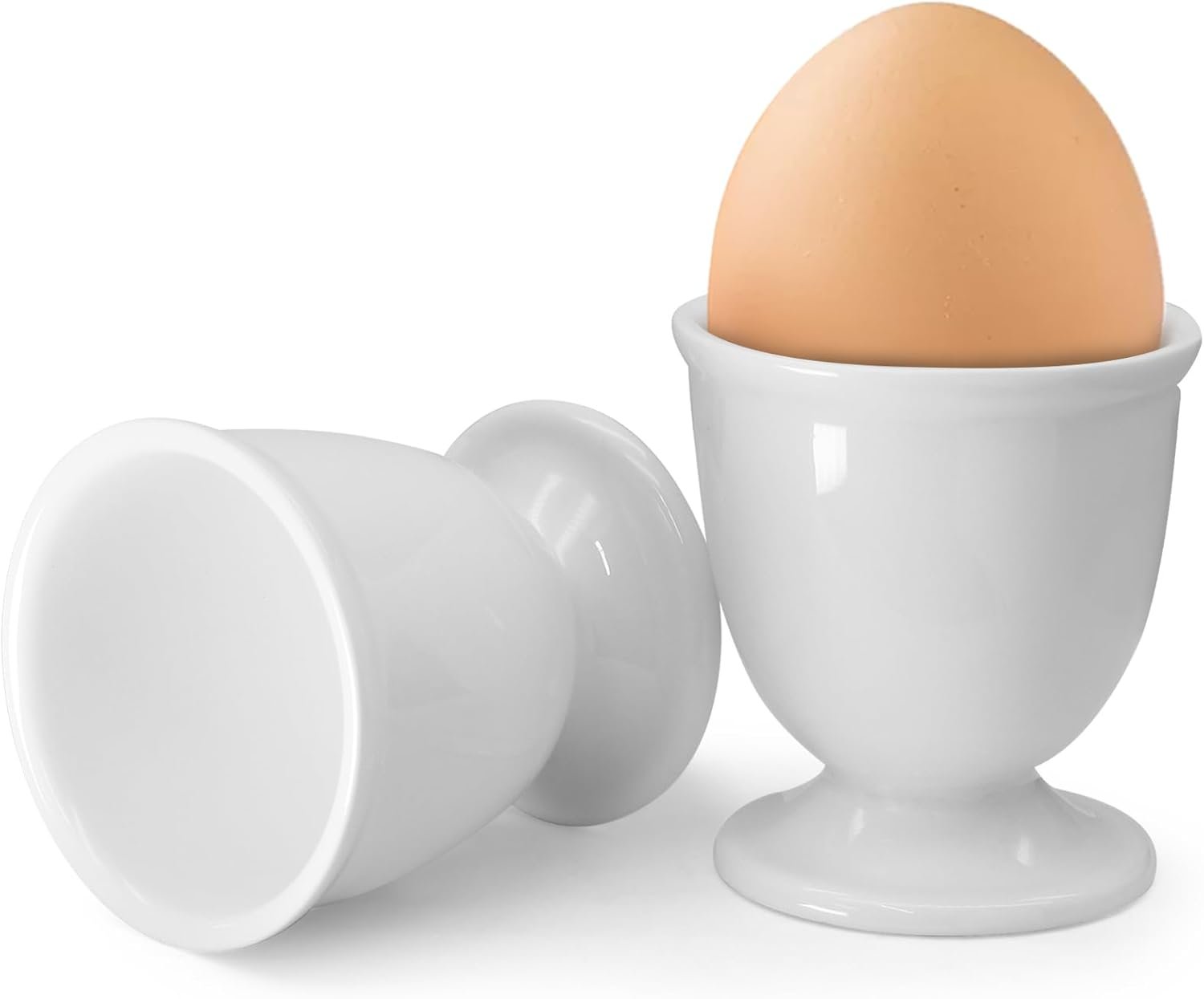 2 Pcs Ceramic Egg Stand Holders white | Porcelain, For Soft Boiled Eggs, Kitchen & Restaurant Use