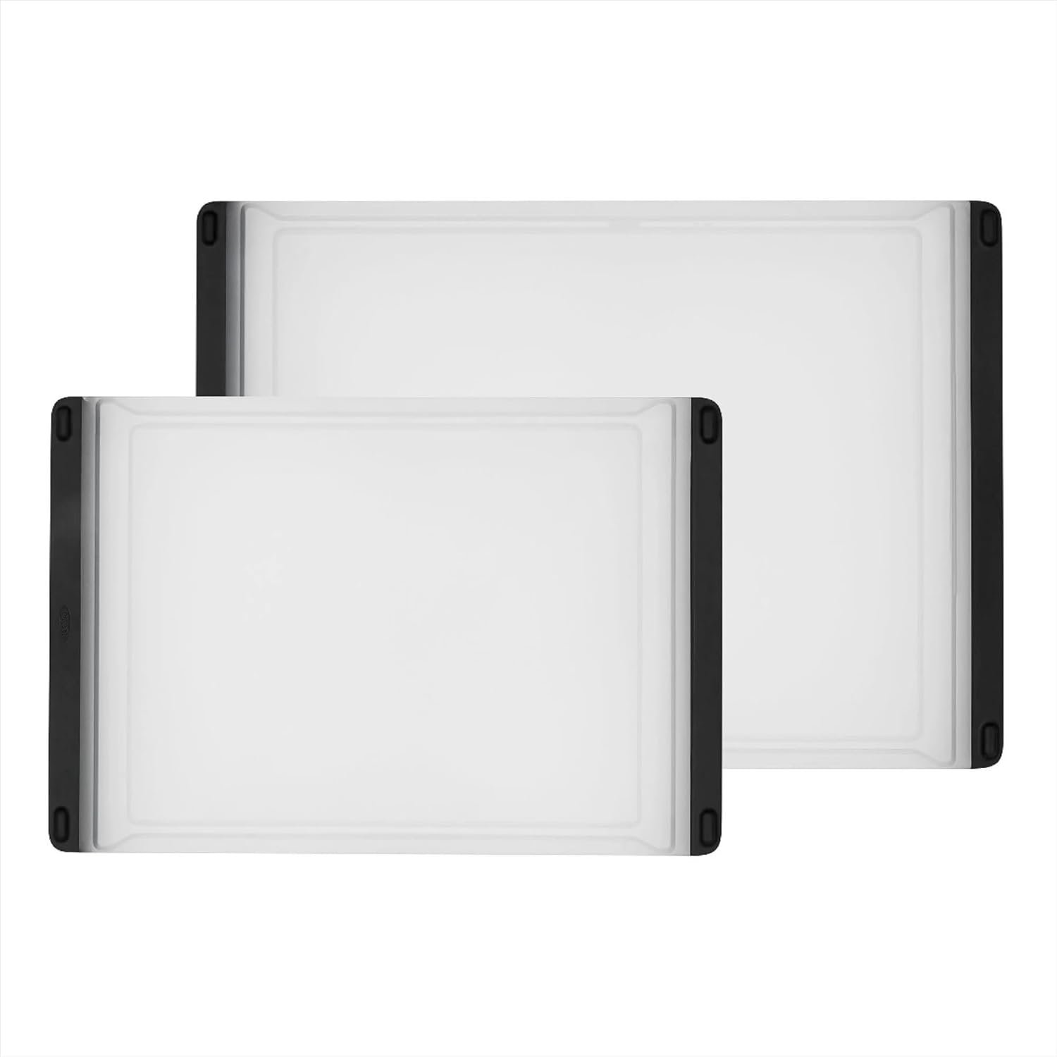 OXO Good Grips 2-Piece Plastic Cutting Board Set – Double-Sided | Non-Slip, Dishwasher-Safe, Kitchen Prep, Reversible Surface, Durable Plastic, Easy-Grip Handles