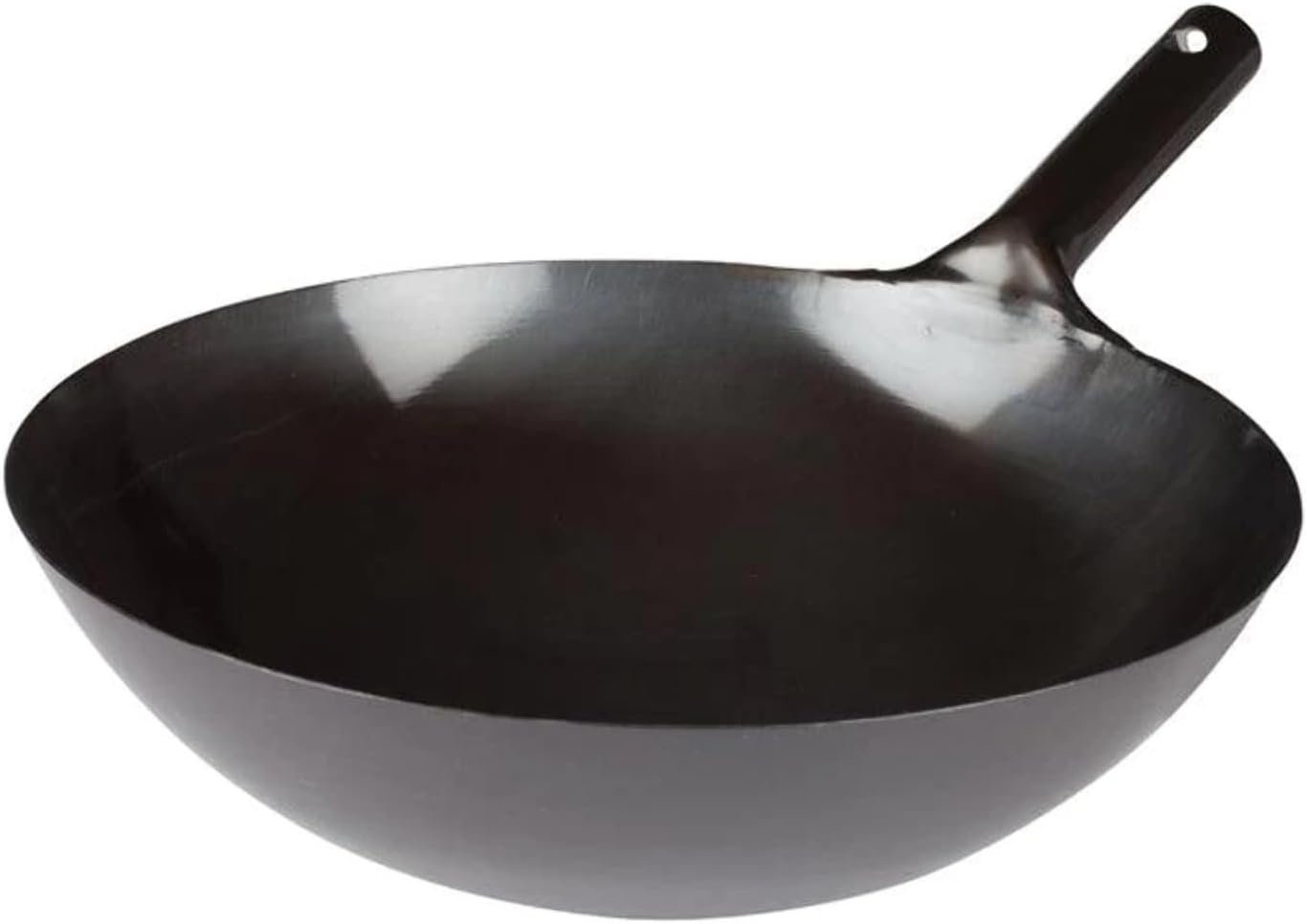 Winco 16″ Black Carbon Steel Commercial Wok | Integral handle, Even heat distribution, Great for Stir Fry, Sauteing, Frying and Restaurant Kitchens