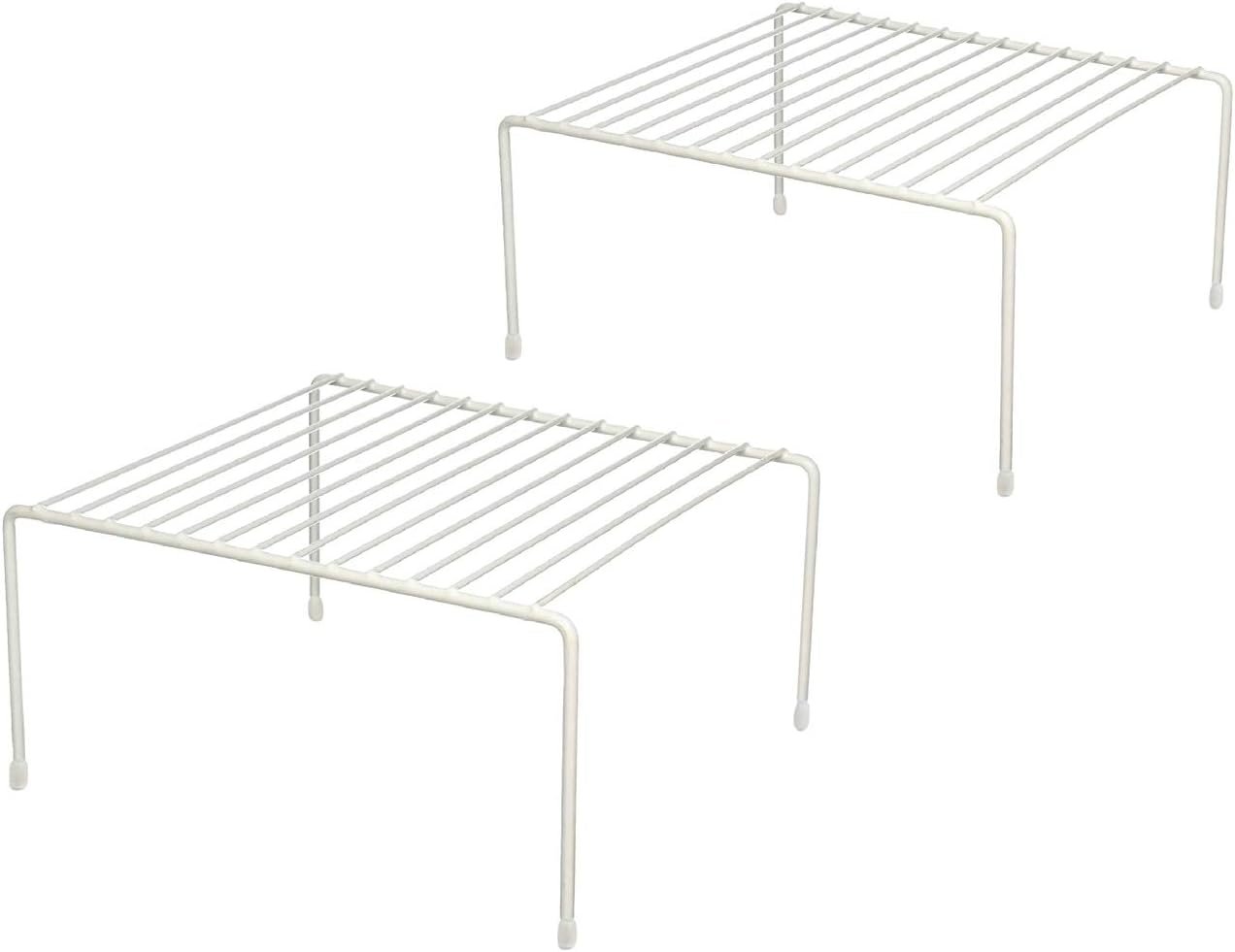 Greenbrier Kitchen Cabinet Shelf Storage Organizer Rack, Set of 2 – White, Steel Wire Rack, Space Efficient, Easy to Clean, 10’L x 6’H x 7’D