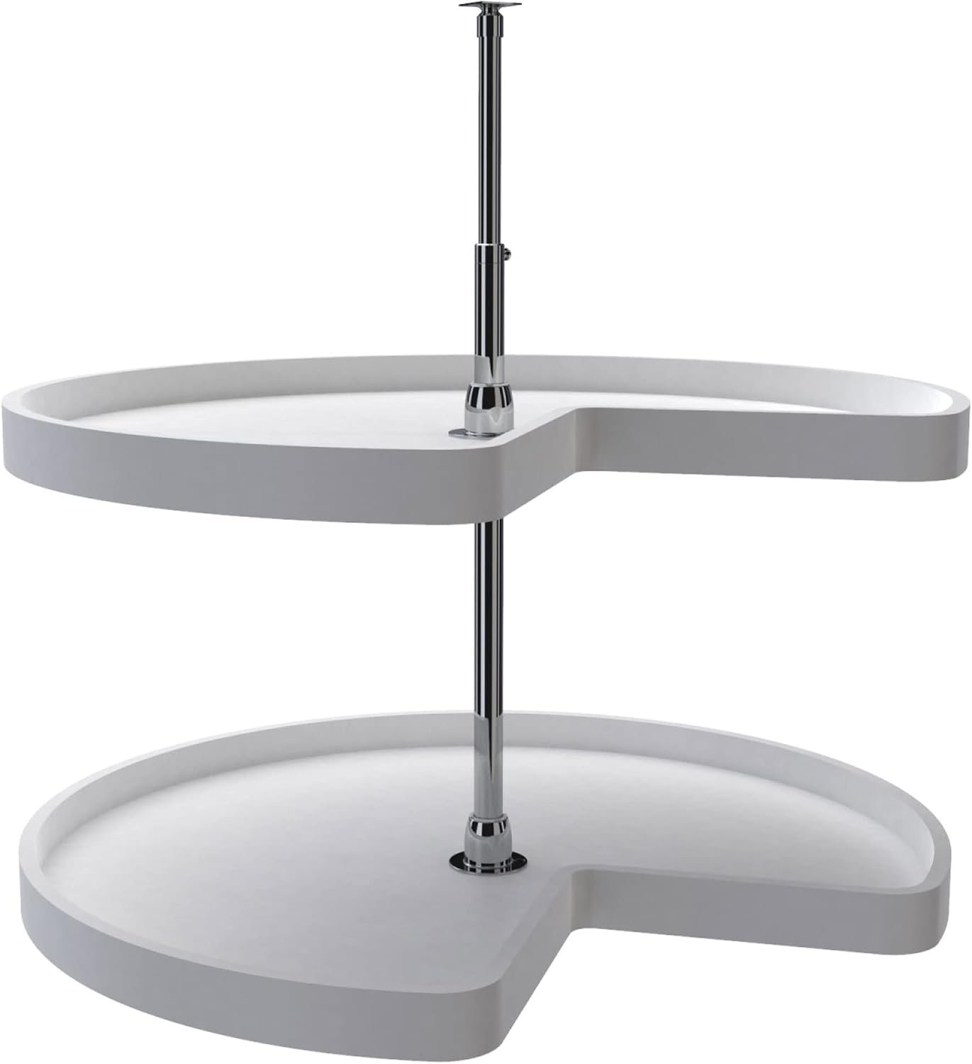 Rev-A-Shelf 32″ Kidney Shaped Dual Tier Lazy Susan Organizer for Corner Base Kitchen Cabinets, Plastic Home Storage Shelves, 32″ W x 22.43″ D x 26″ H, White, 6472-32-11-52