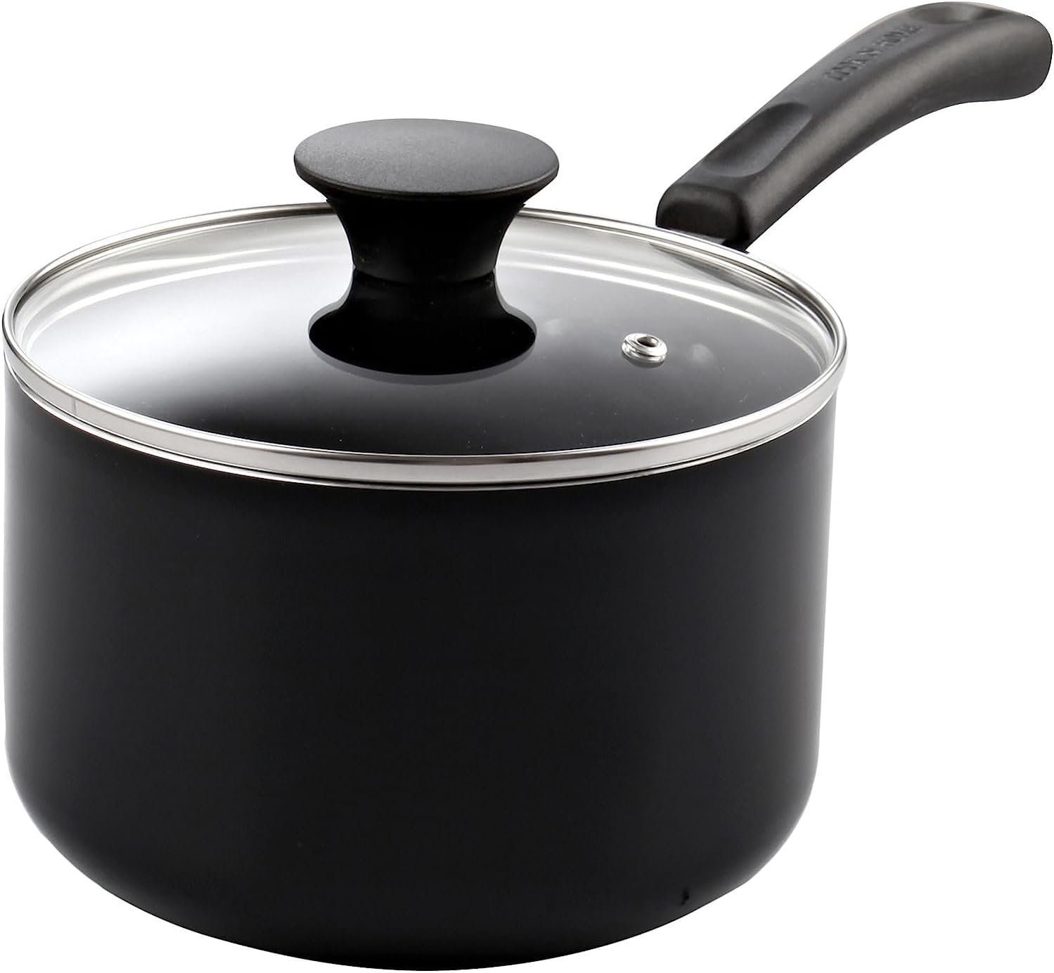 Cook N Home Basic 3 Quart Nonstick Saucepan with Glass Lid, Non Stick Aluminum Sauce Pan, Multi-Purpose Milk Chocolate Cooking Pot with Stay-Cool Handle, Black | Nonstick Aluminum Sauce Pan, Multi-Purpose Milk Chocolate Cooking Pot with Stay-Cool Handle