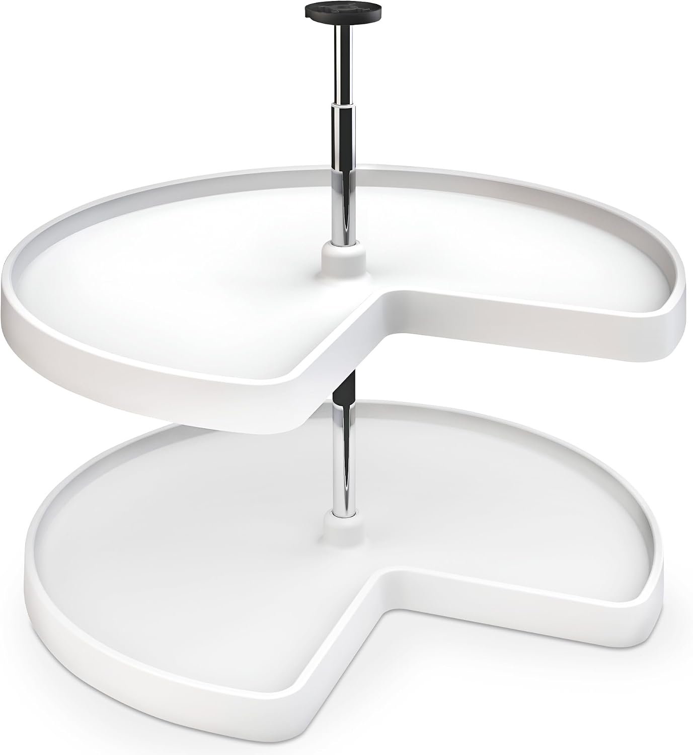Rev-A-Shelf 28″ Kidney Shaped Dual Tier Lazy Susan Organizer for Corner Base Kitchen Cabinets, Plastic Home Storage Shelves, 28″ W x 22.5″ D x 26″ H, White, 3472-28-11-52