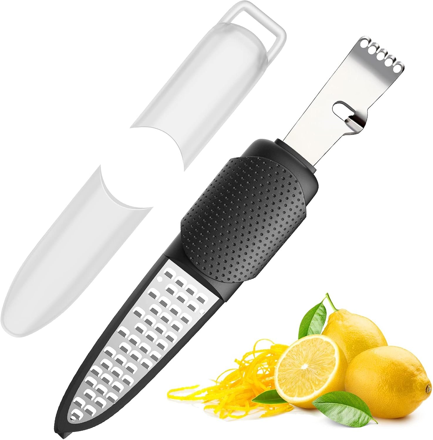 Pisol 3 in 1 Citrus Zester Tool, Lemon Citrus, Orange Zester and Grater | 304 Stainless Steel, Citrus Zester, Cheese Grater, Chanel Knife, Non-Slip, Easy to Clean, Dishwasher Safe