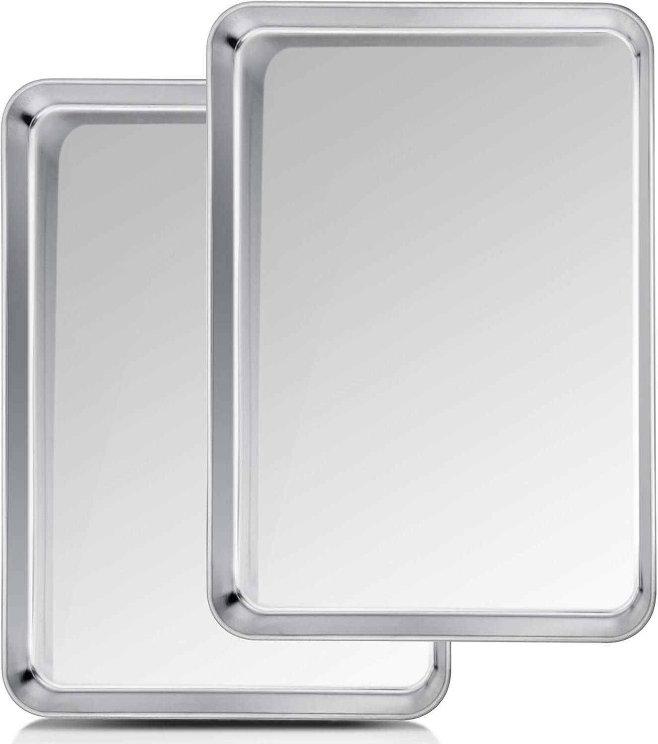 TeamFar Baking Sheet, 20″ x 14″ x 1″ Stainless Steel Cookie Sheet Pans | 2 Piece Half Sheet Baking Pan Bakeware Set, Heavy Duty & Thick Gauge, Non Toxic & Healthy, Mirror Finish & Dishwasher Safe