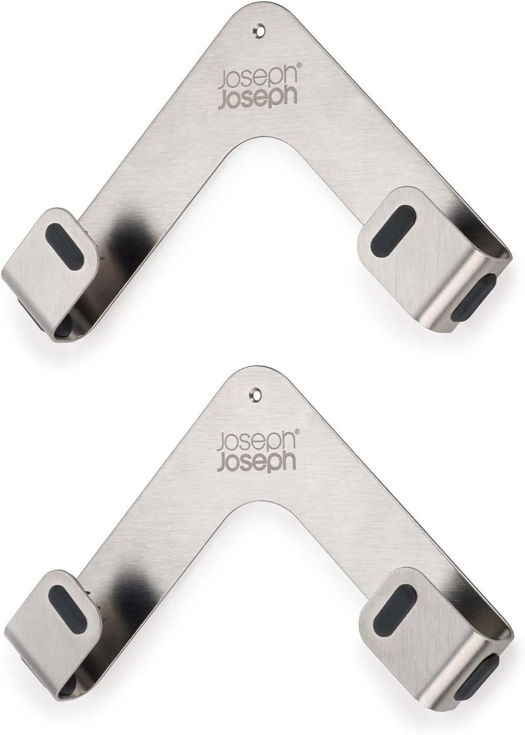 Joseph Joseph Space Set of 2 Pot and Pan Lid Holders Self Adhesive Wall Mount Storage Organizer, Suitable for Lids up to 11 in, 3M VHB Tape and Screws Included, Stainless Steel