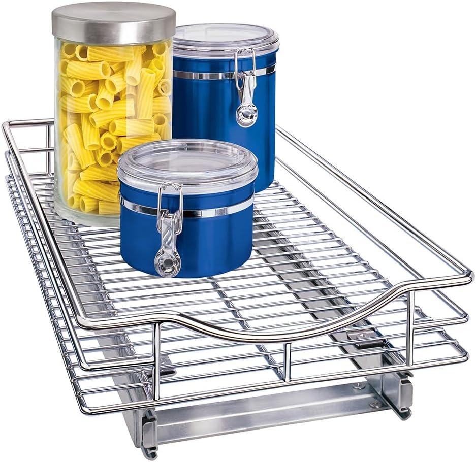 LYNK PROFESSIONAL® Pull Out Cabinet Organizer, 11″ x 21″ Slide Out Cabinet Organizer Pull Out Drawer – Pull Out Shelves for Kitchen Cabinets – Under Sink Organizers – Lifetime Ltd. Warranty, Chrome