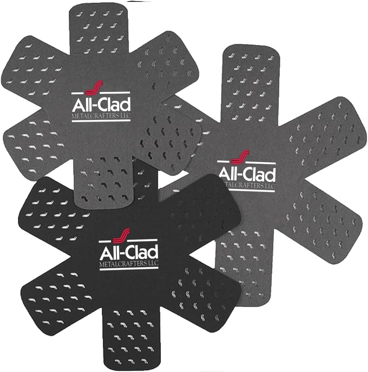 All-Clad Premium Cookware Protectors: Pot and Pan Protectors for Kitchen Organization – Perfect for Cast Iron, Steel, or Glass, (3-Piece), Black/Grey