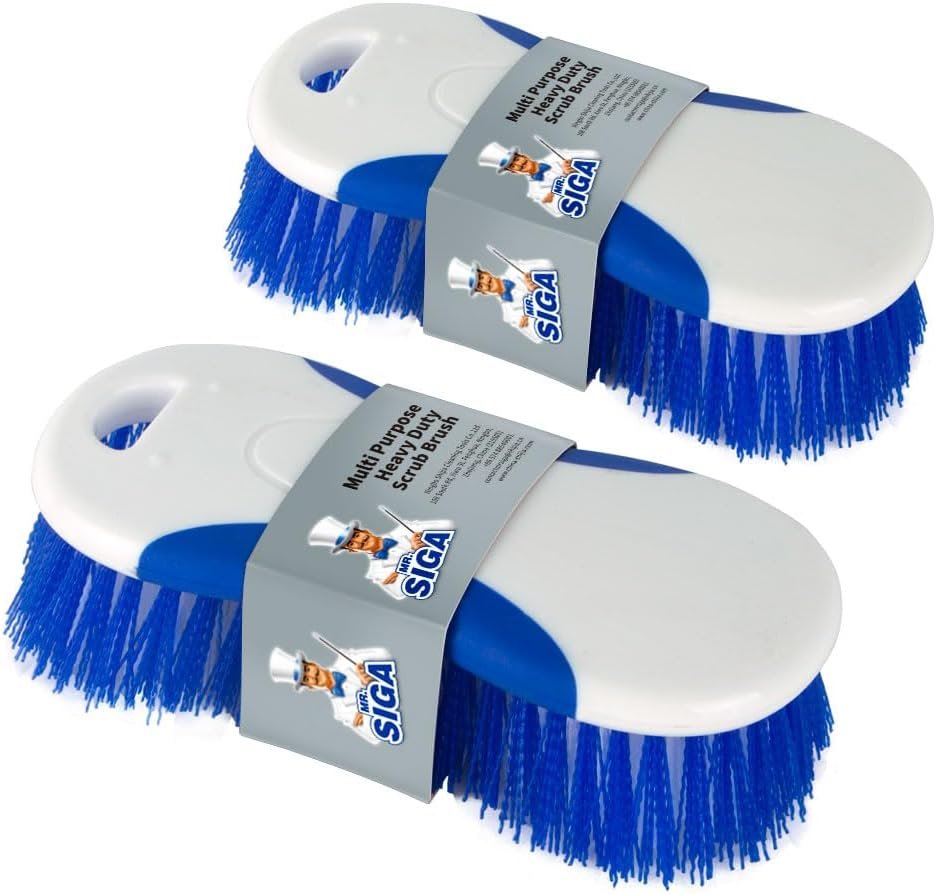 MR.SIGA Multi Purpose Heavy Duty Scrub Brush – Pack of 2 | Strong bristles with effective scrubbing power, ideal for kitchen, bathroom, shower and everyday household cleaning.