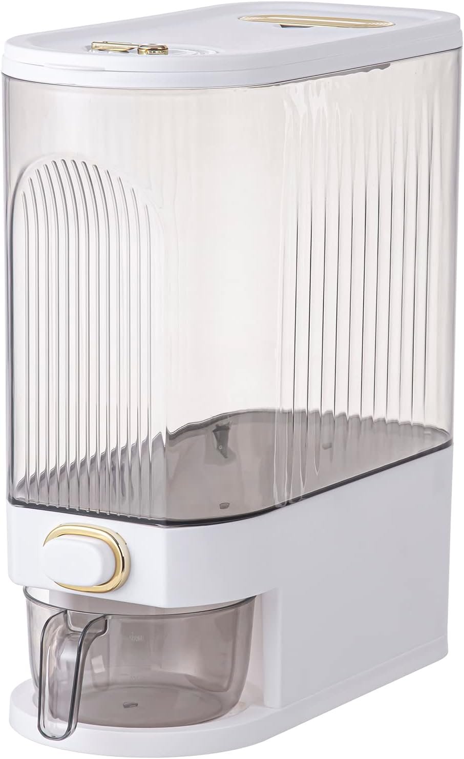 Sooyee Clear Rice Dispenser, Large Cereal Dispenser with Lid | Time Scale, Measuring Cylinder Moisture Proof Airtight Food Dispenser Bucket for Rice, Corn,Coffee Bean,Grain,Soybean Oatmeal