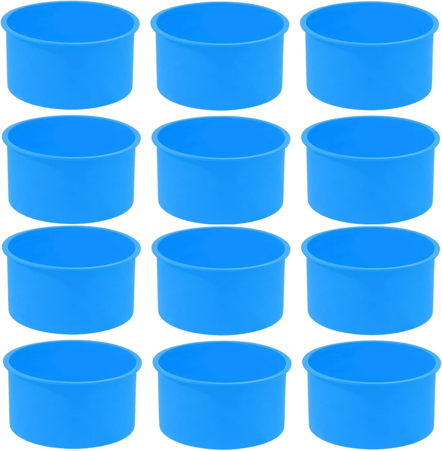 12pcs Silicone Cake Mold Baking Round Cake Molds 4 Inch Non-Stick Baking Pan Kitchen Silicone Cake Molds for Baking (Blue, 4inch)