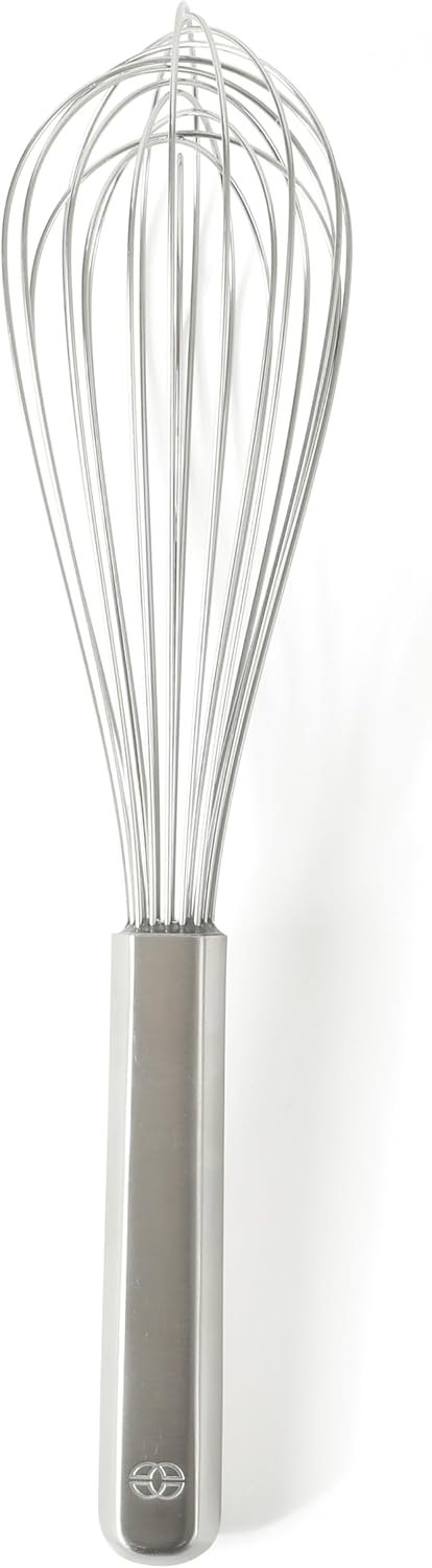 Calphalon Prime 8-Inch Balloon Whisk, Stainless Steel Kitchen Whisk for Eggs, Batter & Small Batch Mixing, Heavy-Gauge Wire Whip with Weighted Handle for Control