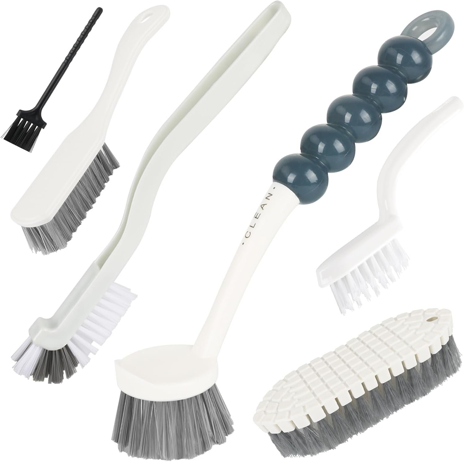 6 Pack Multipurpose Household Cleaning Set, Deep Cleaning Brush Set with Grips – Dish, Scrub, Bottle, Shoe, Groove Gap, Keyboard Brush for Kitchen, Bathroom (B)