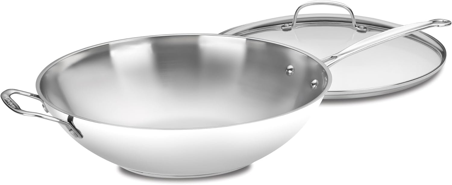 Cuisinart 14-Inch Stir-Fry Pan, Helper Handle and Glass Cover, Chef’s Classic Stainless Steel, 726-38H