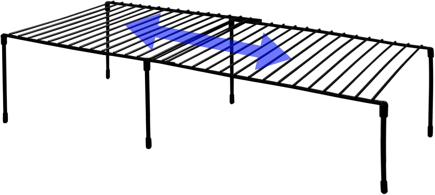 Expandable Freezer Shelf Organizer (13-22 Inch), Adjustable Kitchen Cabinet Storage Rack with Rustproof Metal Wire, Stackable Spice Rack Shelf for Fridge, Pantry, Cupboard, Countertop Organization