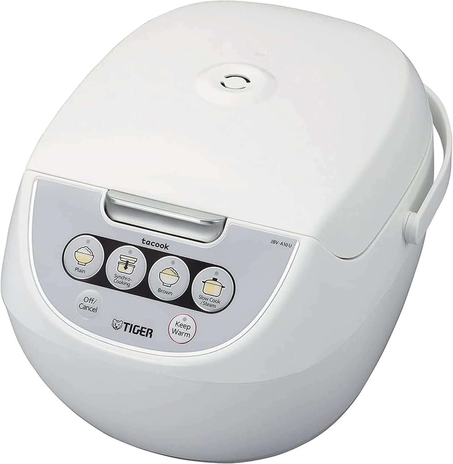 Tiger Jbv A10u 5.5 Cup Micom Rice Cooker with Tacook (White) | 1.0 L) Micom Rice Cooker with Tacook Plate, 12-Hr Keep-Warm, Includes Spatula, Measuring Cup and Cookbook