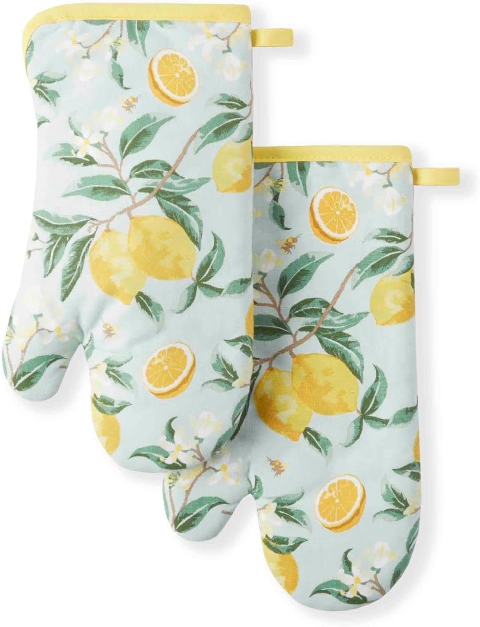Martha Stewart Lemon Whimsy Oven Mitt 2-Pack Set, Yellow, 7″x13″