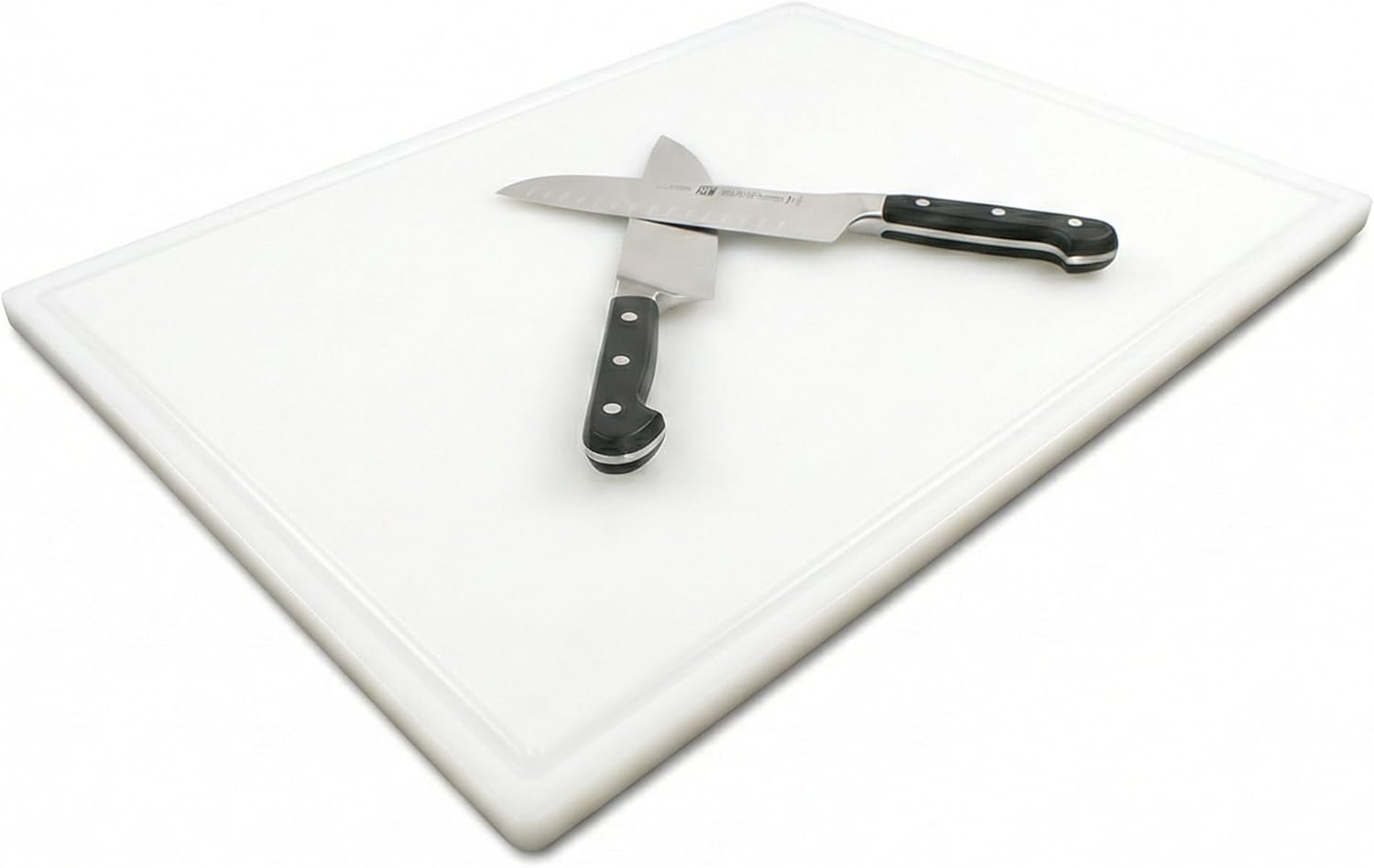 Commercial Grade Plastic Cutting Board with Juice Groove – 18 x 12 Inch for Carving Meat, Grilling, BBQ – 1/2″ Thick White HDPE Poly for Food Service