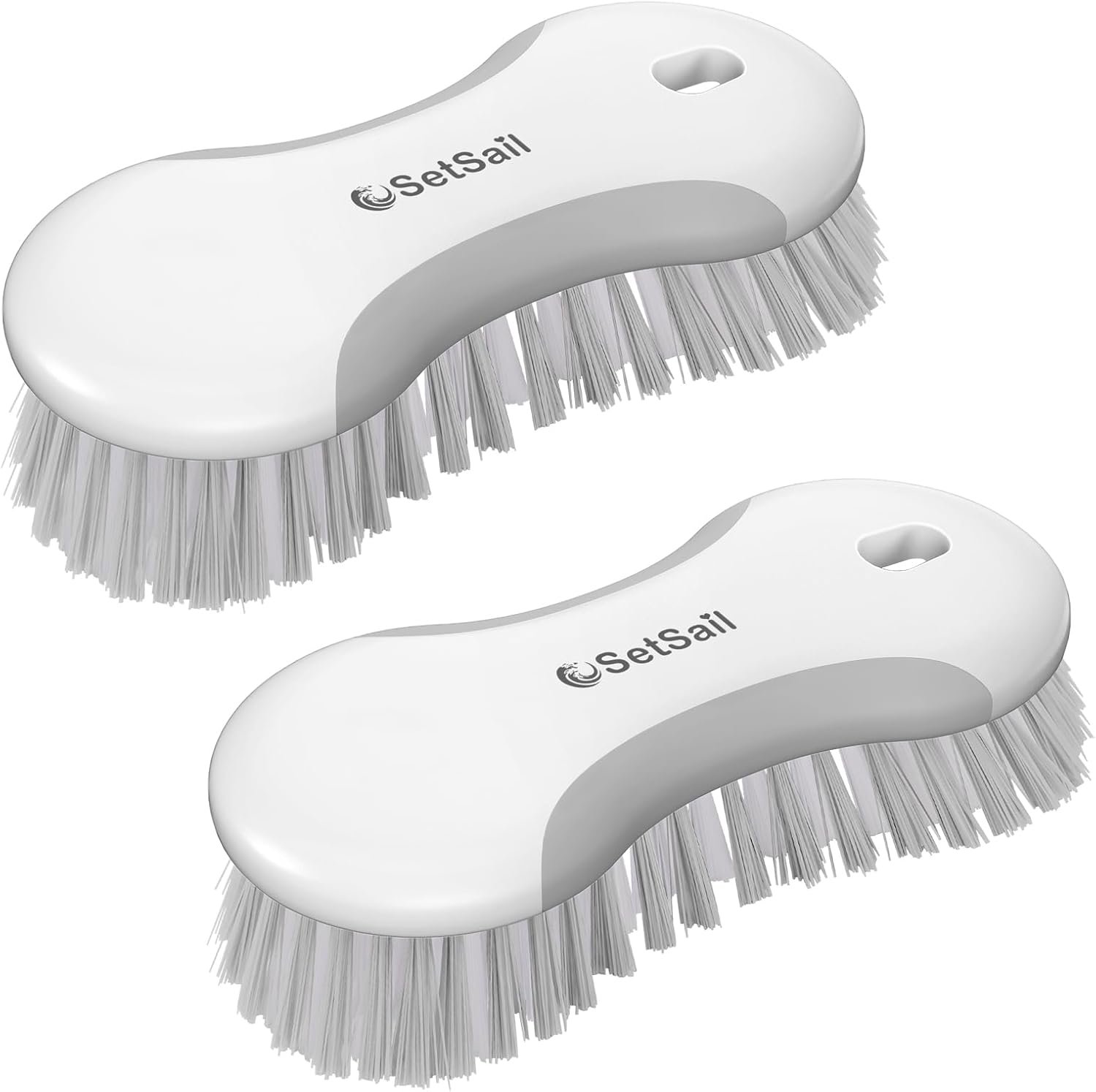 SetSail Multi-Purpose Scrub Brush of 2 Pack, Gray | Stiff Bristles Cleaning Brush with Non-Slip Grip Heavy Duty Scrub Brushes for Cleaning Bathroom Kitchen Tile Bathtub Sink