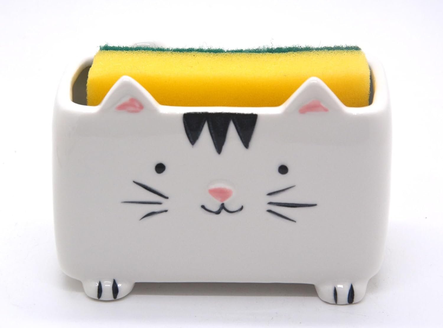 Ceramic Cat Sponge Holder for Kitchen Sink | Ideal Gifts for Women Birthdays, Gifts for Mom, Grandma