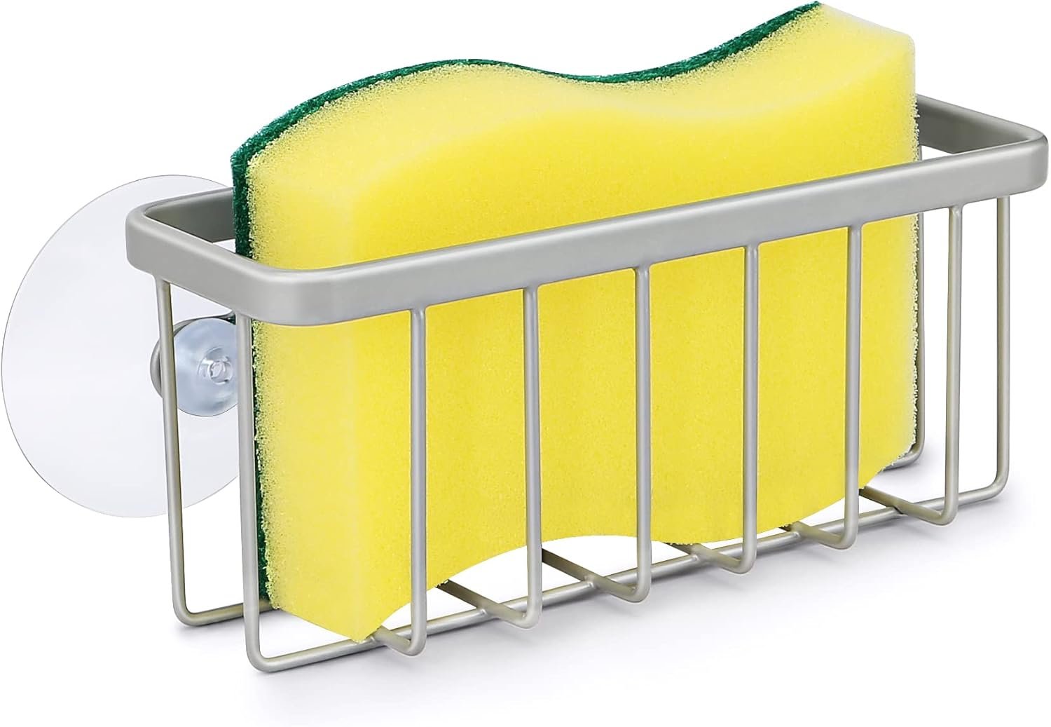 HLOOL Sponge Holder for Kitchen Sink, Kitchen Sink Caddy -Mat Silver | Dish Soap Holder,Rustproof Kitchen Sink Organizer for Sponge, Brushes, Stoppers and Scrapers Storage Accessories