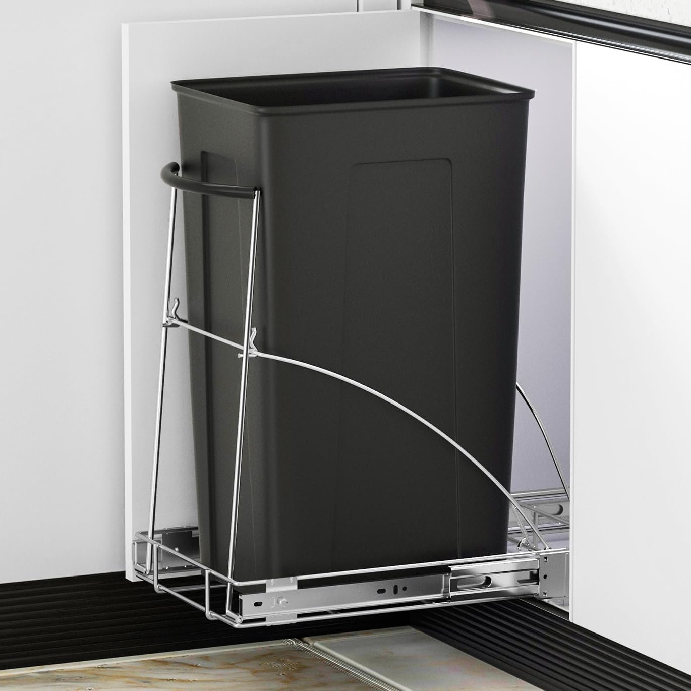 Insputer Pull Out Trash Can Under Cabinet, Requires 13″ W X 18″ D Cabinet, Under Sink Trash Can Kit, Slide Out Garbage for Kitchen(Not Included Can)