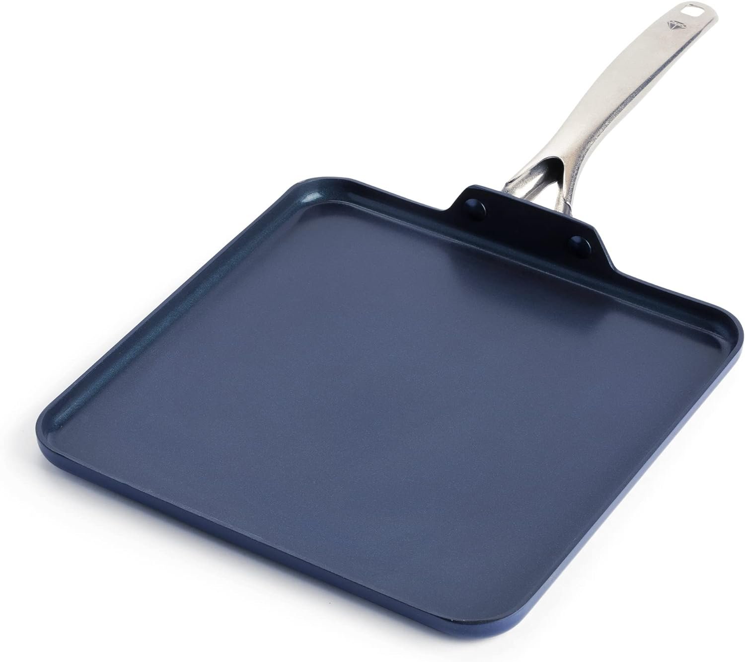 Blue Diamond 11″ Diamond Infused Ceramic Nonstick Square Griddle Pan, Blue | PFAS-Free Ceramic Nonstick, Dishwasher & Oven Safe, Stay Cool Handle, Durable Metal Utensil Safe, Pancake Pan