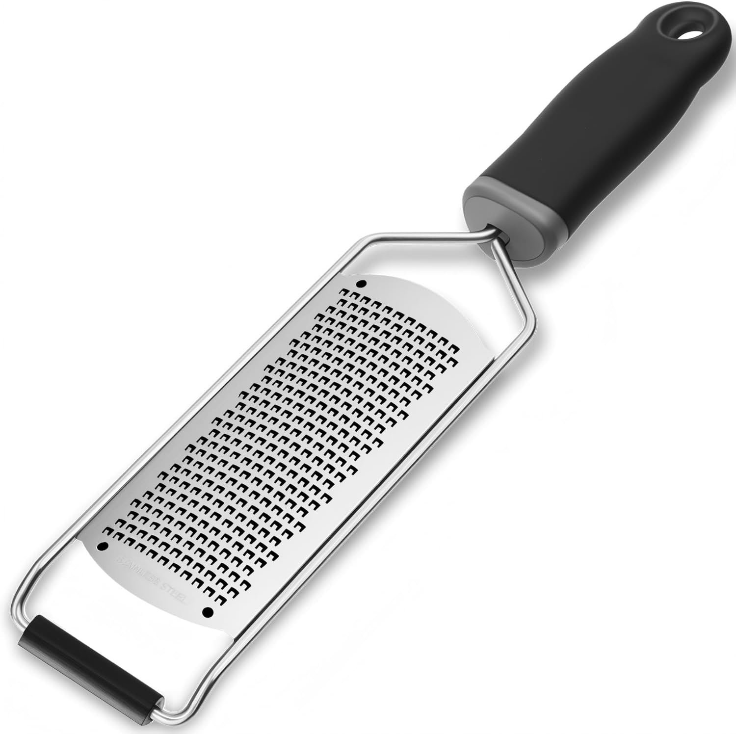 Upgraded Lemon Zester & Cheese Grater, Food Grade Stainless Steel None-Slip Hand Fine Grater for Garlic, Ginger, and Chocolate, Durable and Easy-To-Clean（Dishwasher Safe）