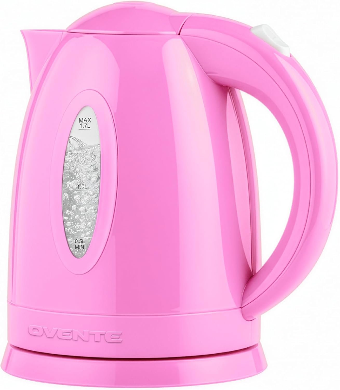 OVENTE 1.7L Electric Kettle with 1100W Fast Boiling Water, Pink KP72P | Best For Coffee or Tea, BPA-Free, Water Level Gauge, Auto Shut-Off, Indicator Light, Boil-Dry Protection & Removable Filter