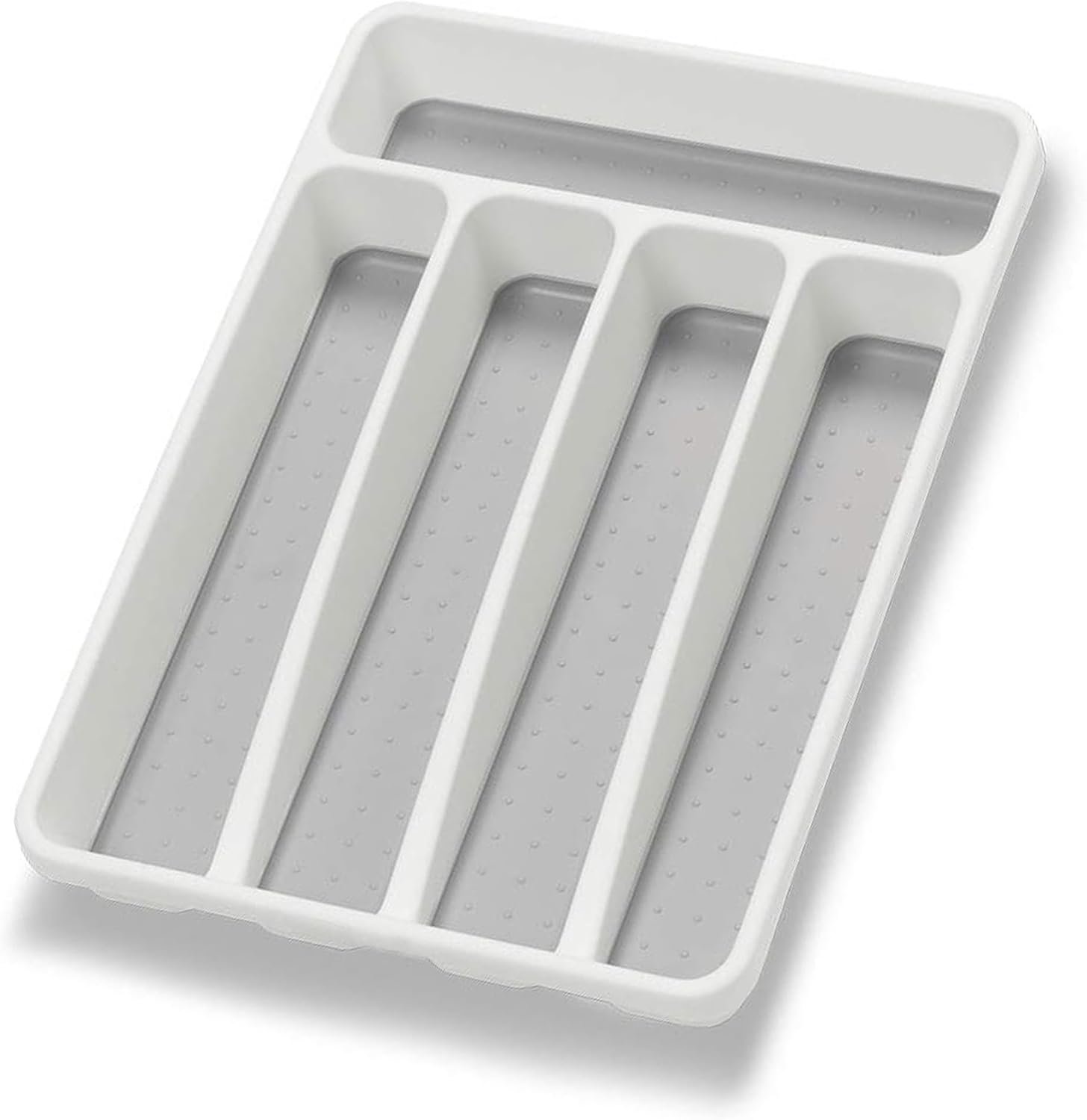 Loyareal Silverware Organizer Utenisl Organizer Holder Kitchen Drawer Organizer Plastic Silverware Tray for Drawer Flatware Organizer 5 Compartment White