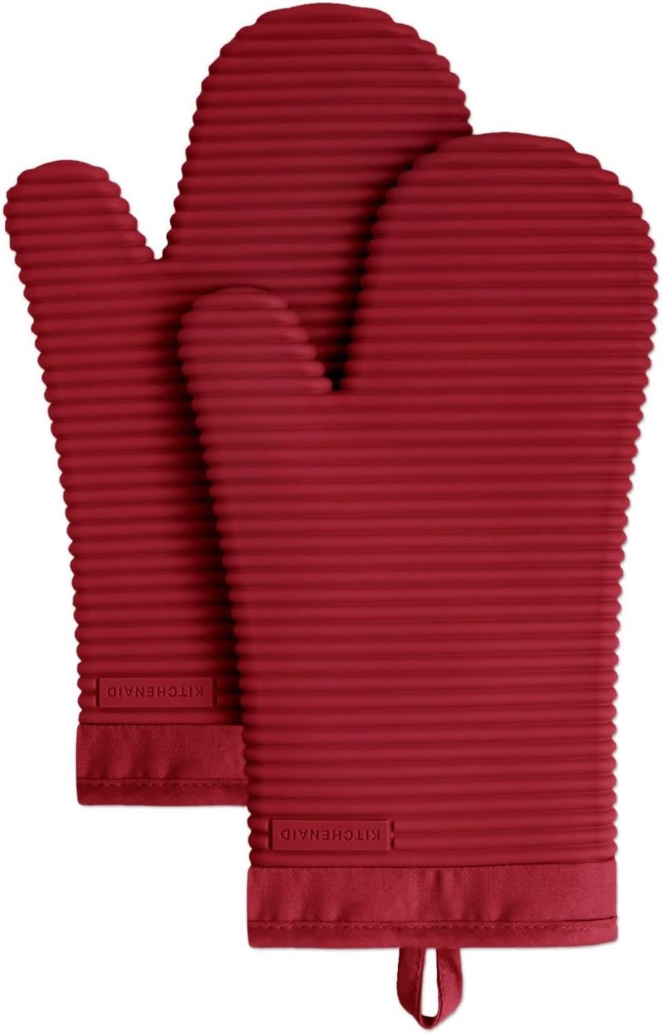 KITCHENAID Ribbed Soft Silicone Oven Mitt 2-Pack Set, 7.5″x13″, Smoked Paprika