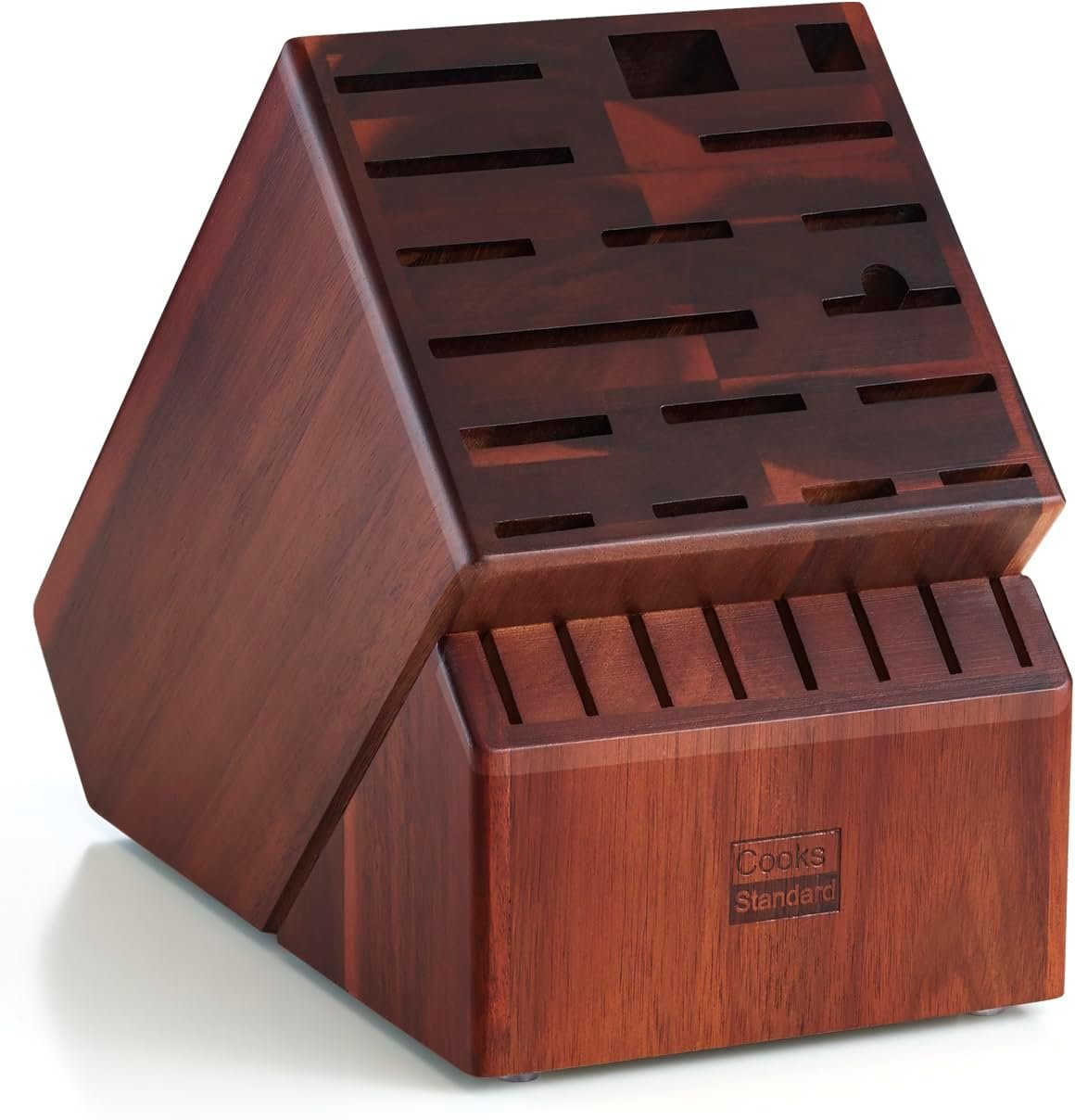 Cooks Standard Classic Bamboo Cutlery Block Holder without Knives, X-Large Universal Countertop Butcher Block Kitchen Knife Stand for Easy Kitchen Storage, Made of Natural Acacia Wood, 25 Slot
