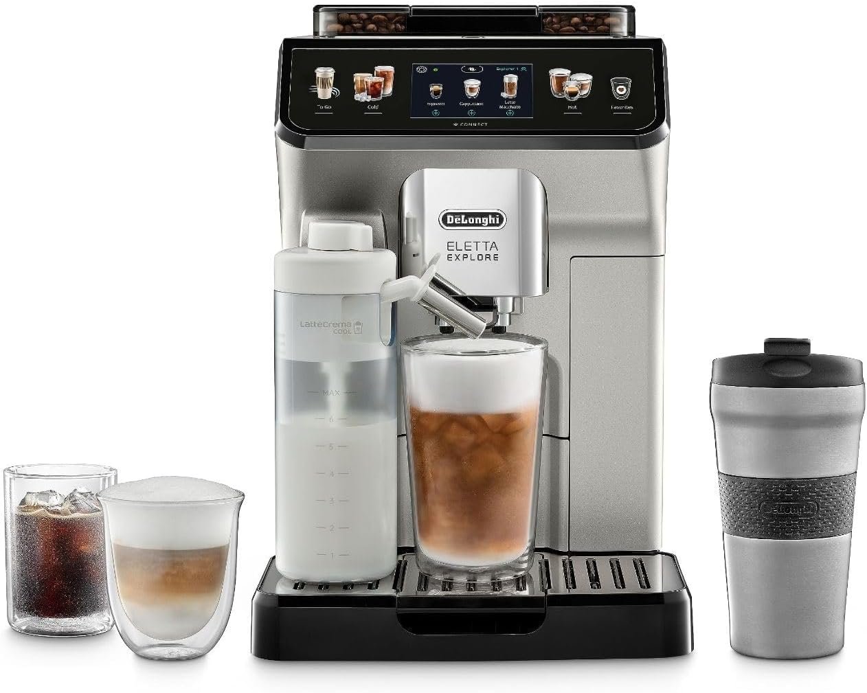 De’Longhi Eletta Explore Espresso Machine with Coffee Grinder, Milk Frother