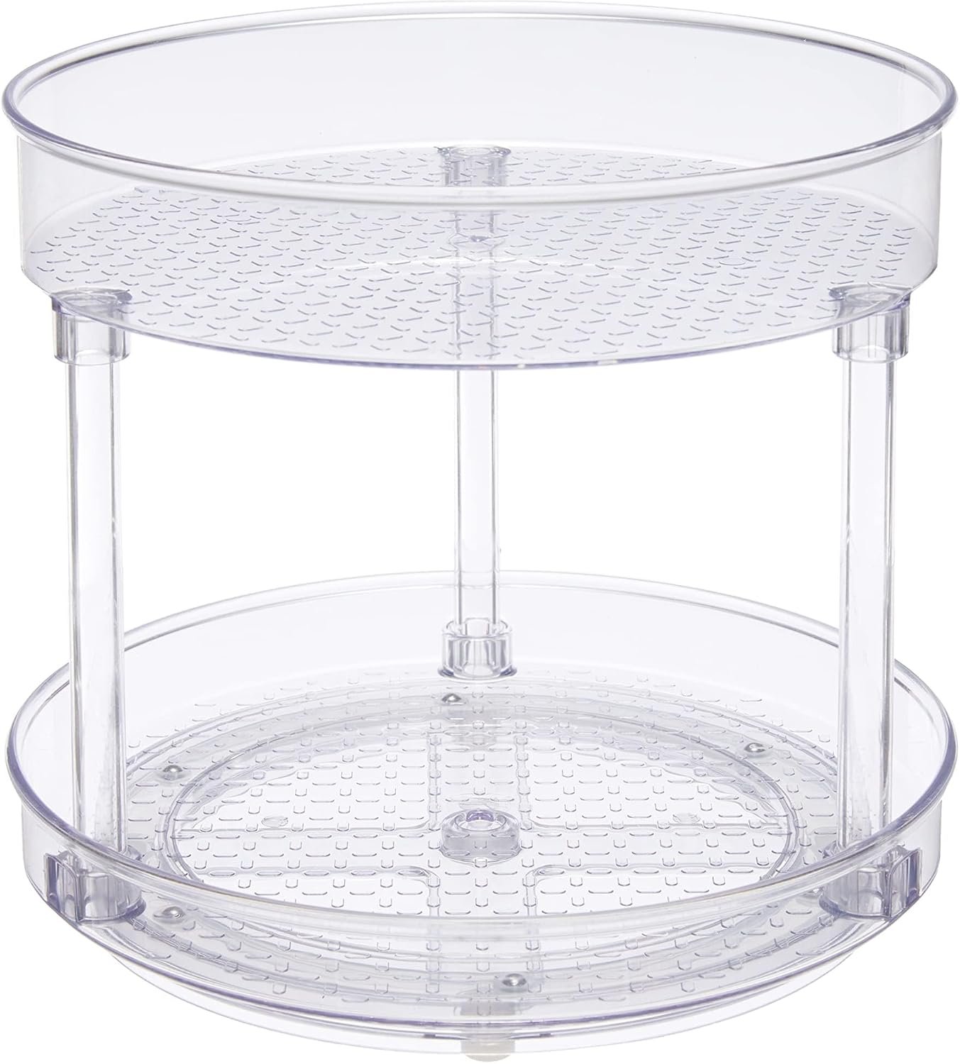 Amazon Basics Lazy Susan Turntable Organizer for Spices and Condiments, 9″ Diameter, 2 Tier, Clear