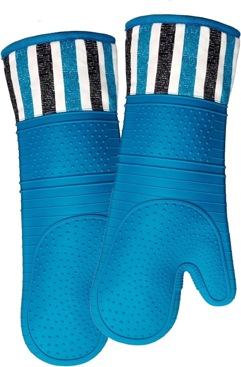 Heat Resistant 550 Degree Oven mitt, Silicone Oven Hot Mitts – 1 Pair, Extra Long Professional Baking Oven Gloves – Food Safe,Pot Holders Cooking,Grilling,Kitchen (Navy)