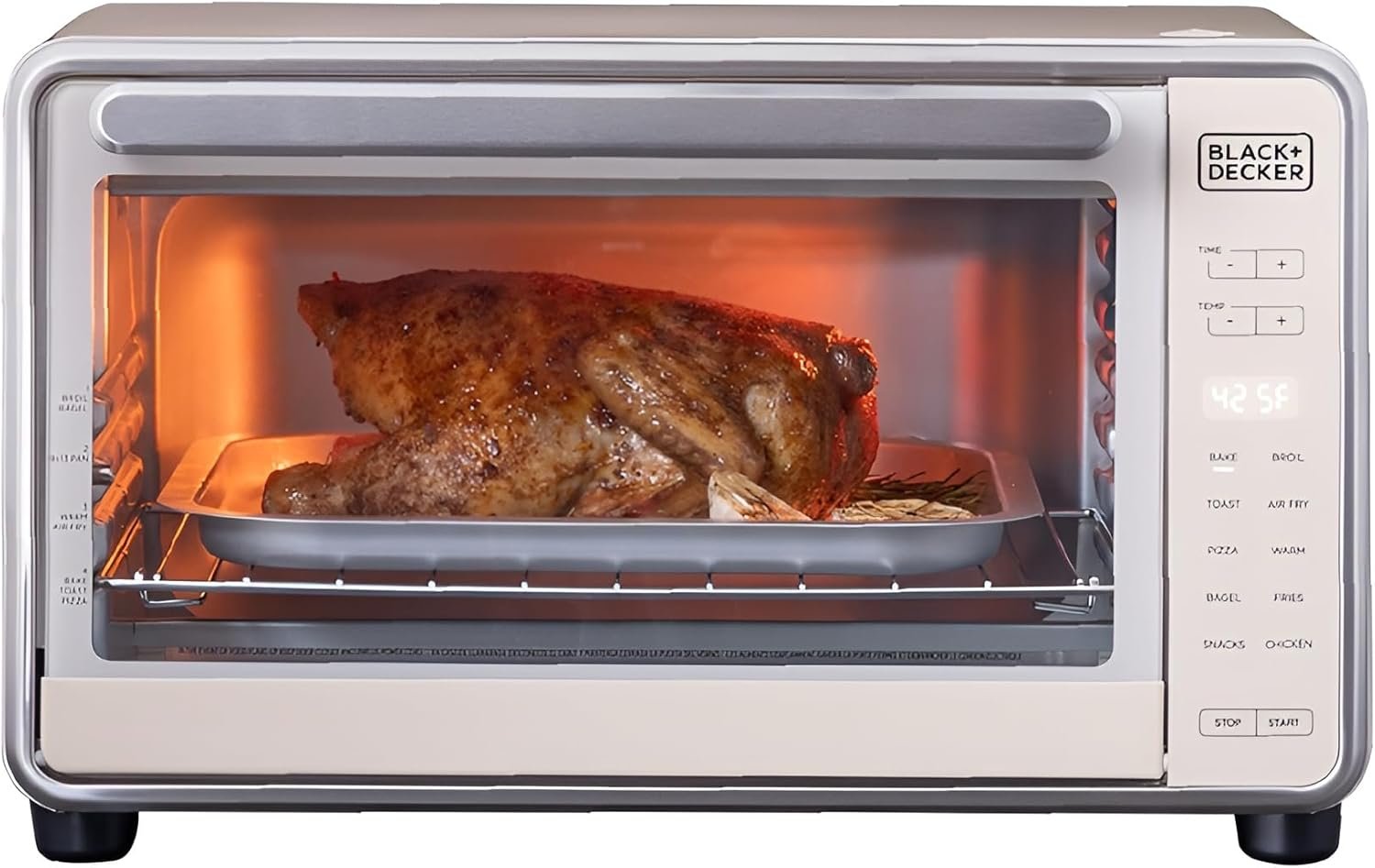 BLACK+DECKER Crisp ‘N Bake Pro 6-Slice Digital Air Fry Oven | 10 cooking functions, air fry, fits 12-inch pizza, digital controls and ceramic accessories for easy cooking.