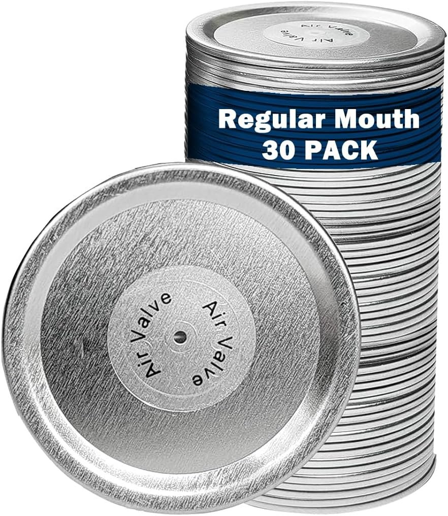 30Pcs Rust-Proof Regular Mason Jar Lids – for Electric Mason Jar Vacuum Sealer Lids – Food Grade Material