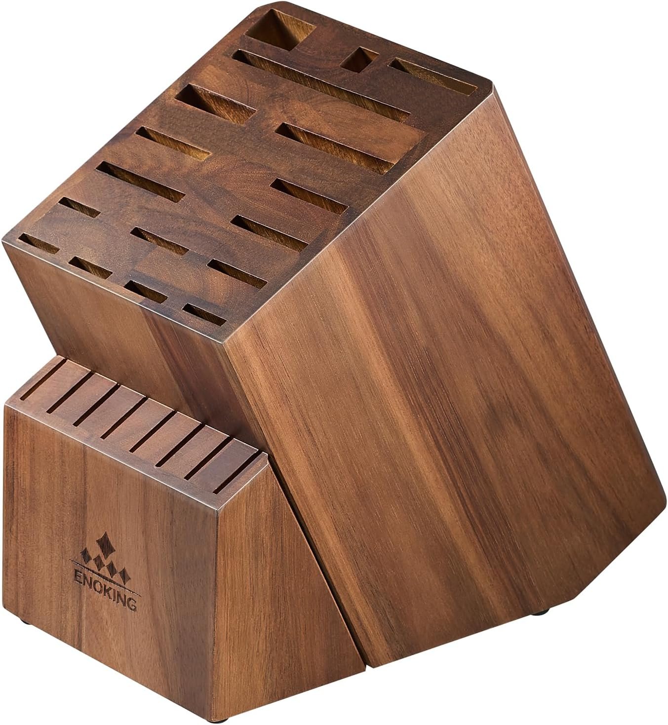 Knife Block without Knives, Large Knife Holder- 25 Slots Acacia Wood Universal Knife Block, Butcher Block Countertop for Knife Storage Organizer