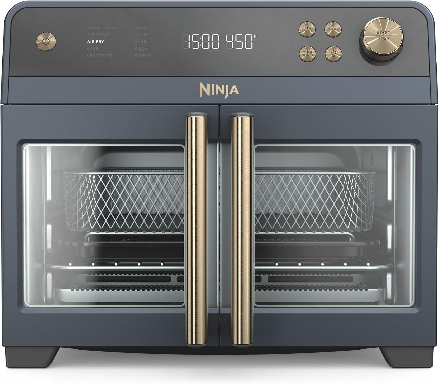 Ninja French Door Premier Air Fry Oven, 10-in-1, Cyberspace, FO101BL | 450F cyclonic air, PFAS-free surface, Air fry, sear crisp, bake, broil, toast, dehydrate
