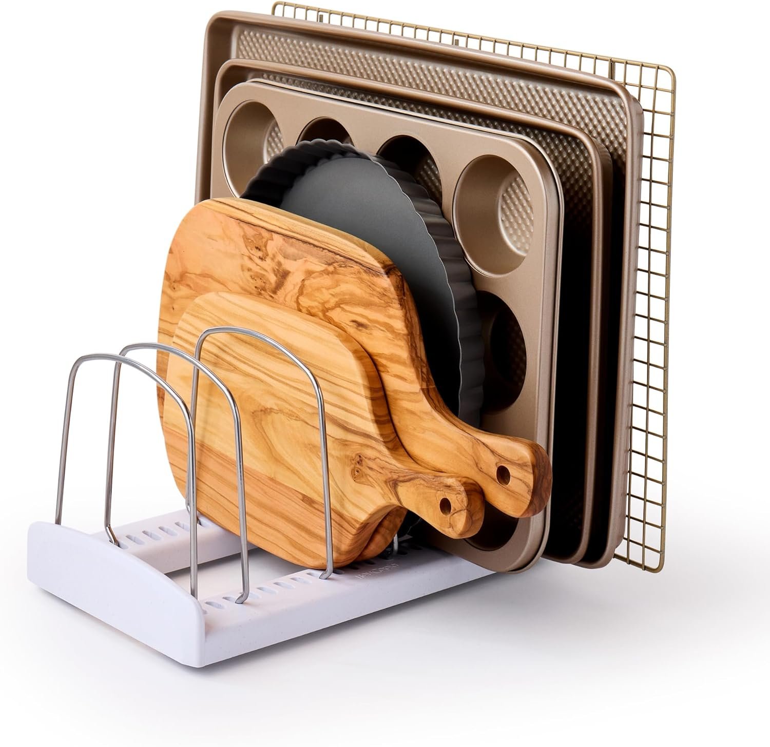 YouCopia StoreMore Bakeware Rack, Adjustable Dividers, Baking Pan Organizer