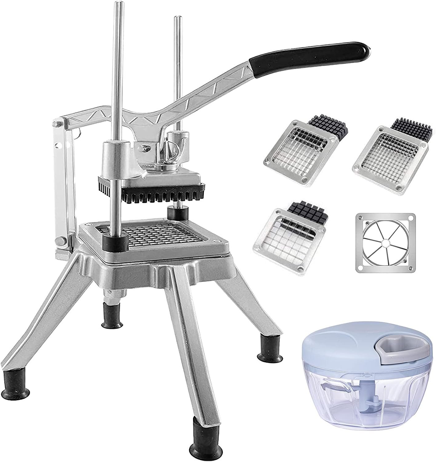 Commercial Vegetable Fruit Chopper W/6-Wedge Slicer&1/4″&3/8″&1/2″ Blade Professional Food Dicer French Fry Cutter Onion Slicer Stainless Steel For Tomato Peppers Potato Mushroom | Professional prep tool for restaurants, catering & commercial kitchens. Cuts onions, potatoes, tomatoes and more
